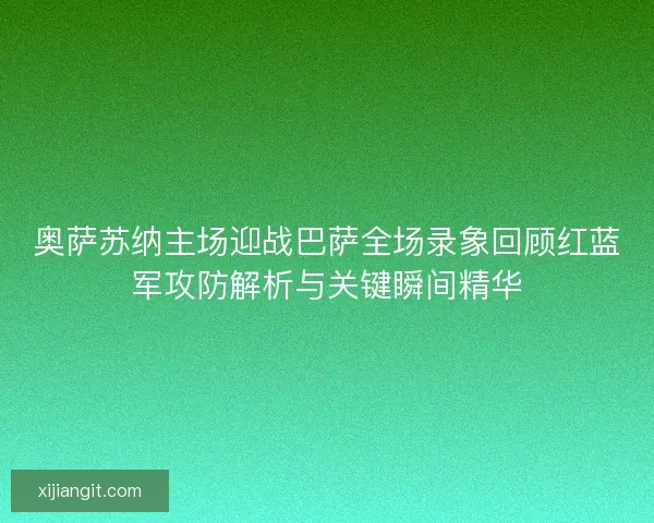 奥萨苏纳主场迎战巴萨全场录象回顾红蓝军攻防解析与关键瞬间精华