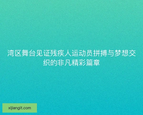 湾区舞台见证残疾人运动员拼搏与梦想交织的非凡精彩篇章