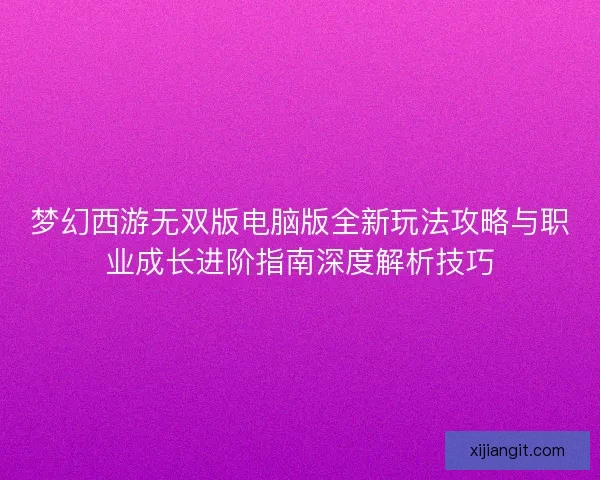梦幻西游无双版电脑版全新玩法攻略与职业成长进阶指南深度解析技巧